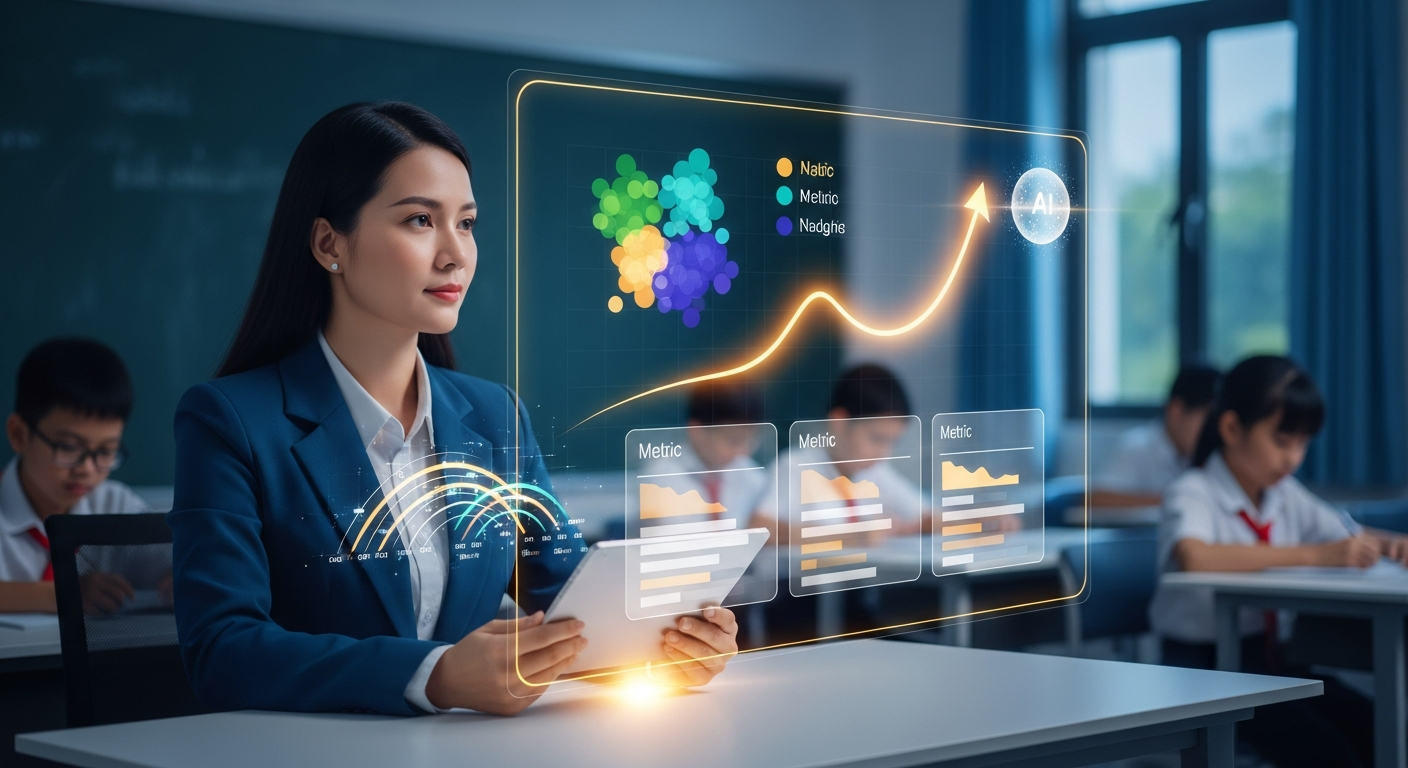 GV phân tích dữ liệu lớp học bằng AI dashboard